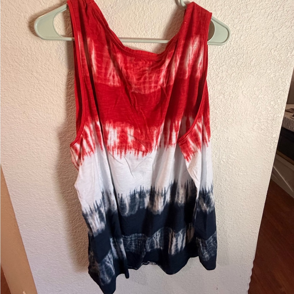 Sonoma Red White and Navy Tie-Dye Tank Top - Picture 6 of 6